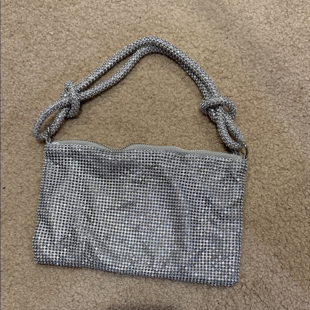 Glamorous Silver Beaded Wristlet